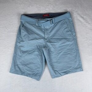 GUESS Chino‎ Shorts Men's 34 Blue Abel Stretch Flat-Front Slip Pockets Belted